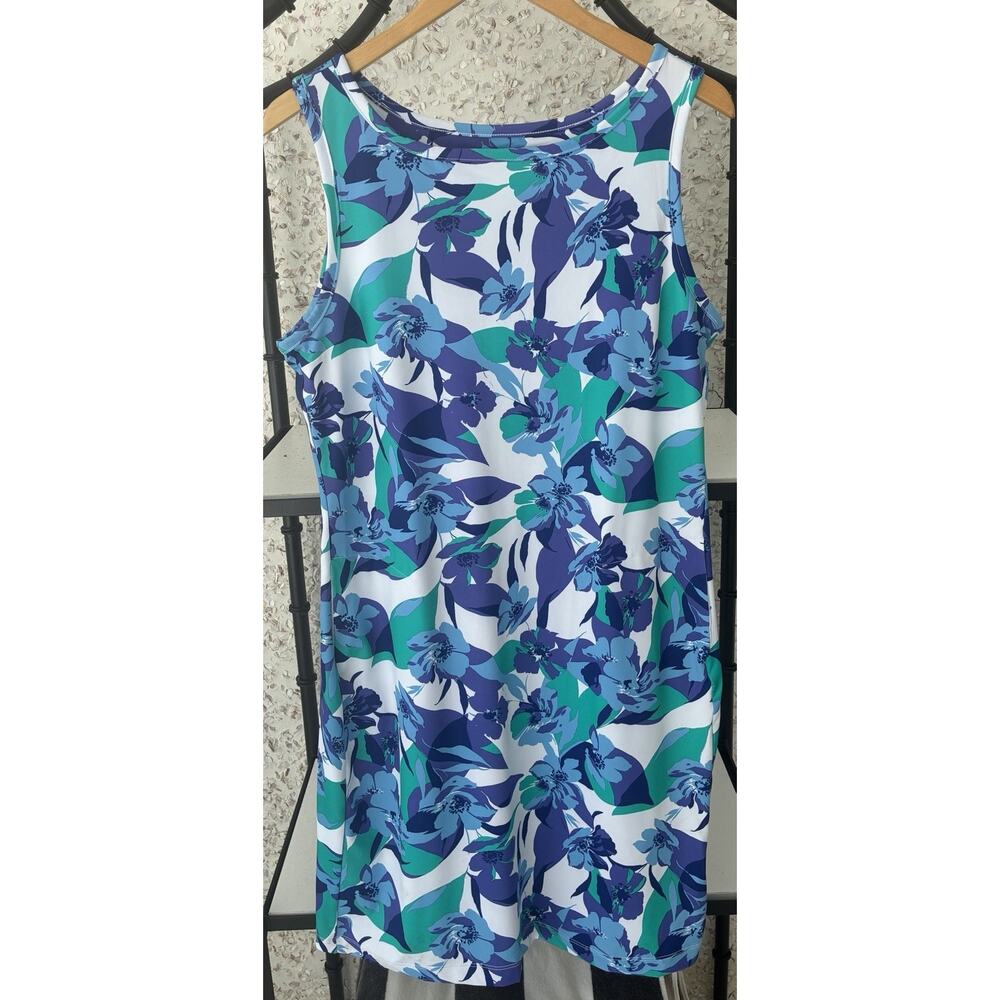 Women's Floral Columbia Dress Size L Blue Green